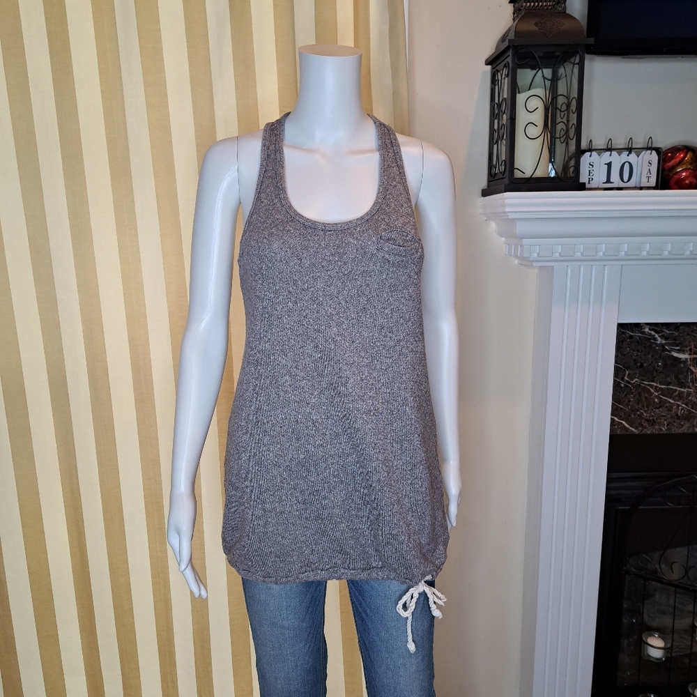 VICTORIA'S SECRET TERRY CLOTH TANK WITH DRAWSTRING HEM, GRAY XS